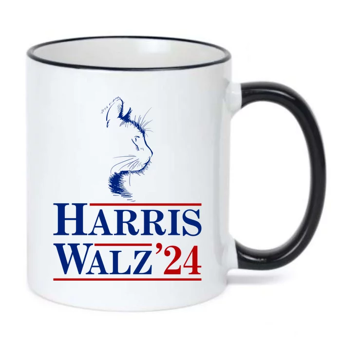 Harris Walz 2024 Cat Election Tim Kamala Black Color Changing Mug