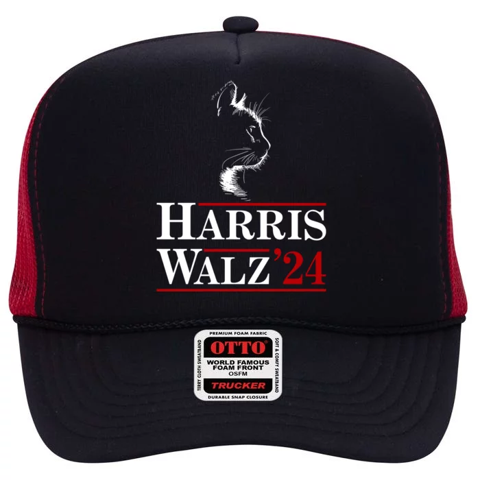 Harris Walz 2024 Cat Election Tim Kamala High Crown Mesh Trucker Hat