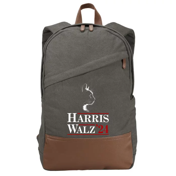 Harris Walz 2024 Cat Election Tim Kamala Cotton Canvas Backpack