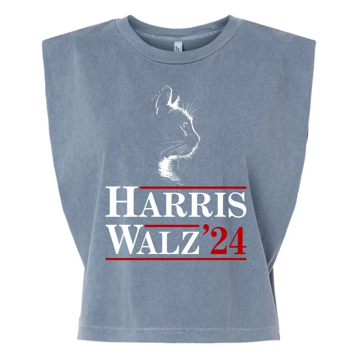 Harris Walz 2024 Cat Election Tim Kamala Garment-Dyed Women's Muscle Tee