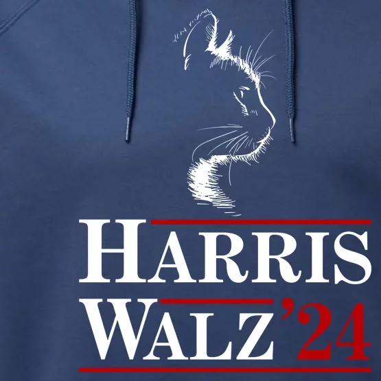 Harris Walz 2024 Cat Election Tim Kamala Performance Fleece Hoodie