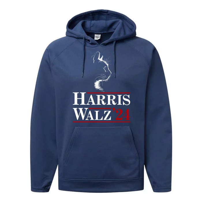 Harris Walz 2024 Cat Election Tim Kamala Performance Fleece Hoodie