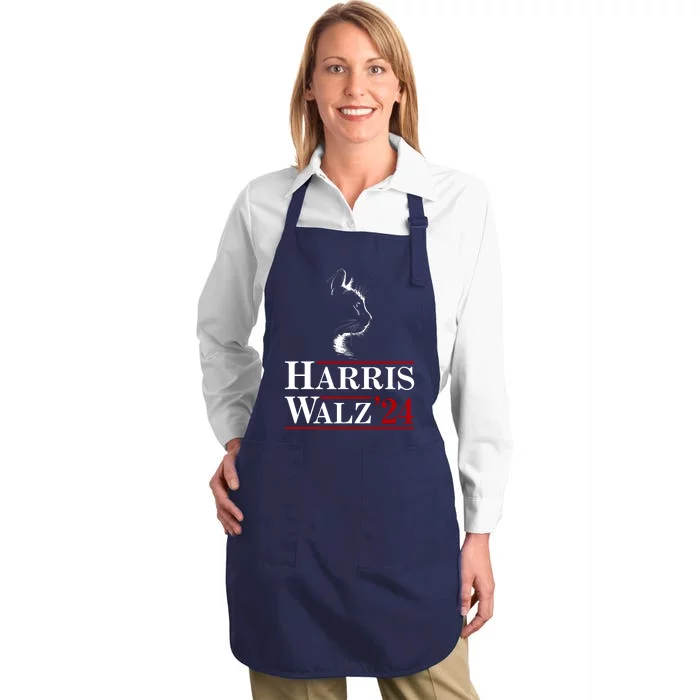 Harris Walz 2024 Cat Election Tim Kamala Full-Length Apron With Pocket