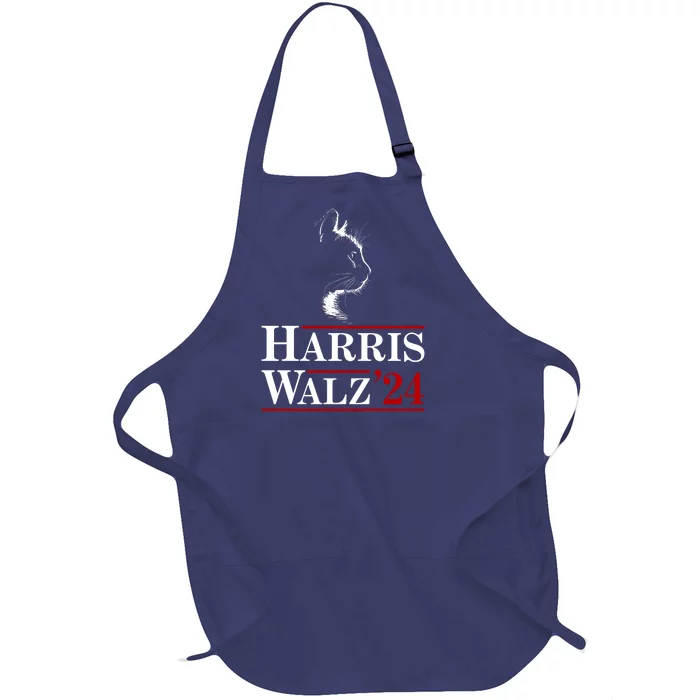 Harris Walz 2024 Cat Election Tim Kamala Full-Length Apron With Pocket