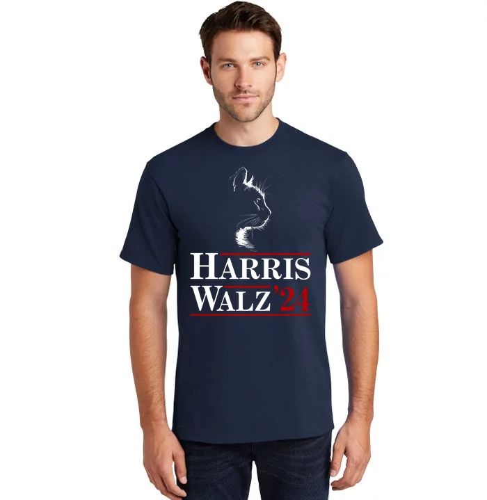 Harris Walz 2024 Cat Election Tim Kamala Tall T-Shirt