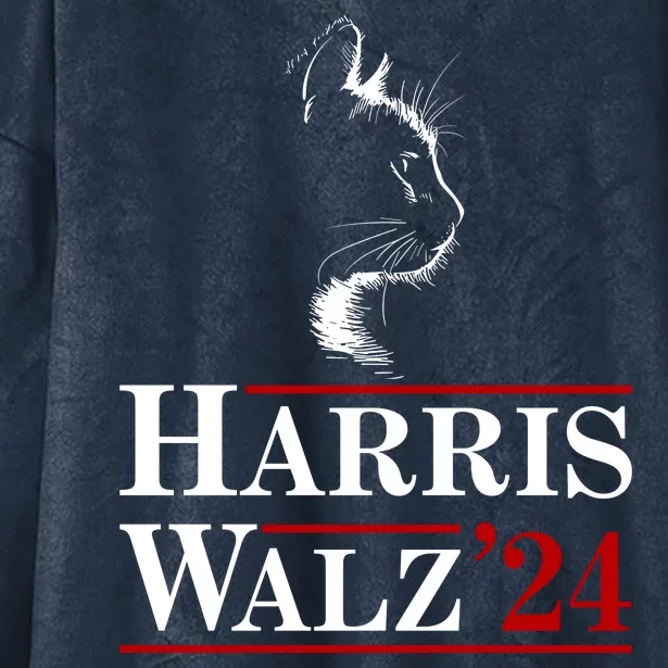 Harris Walz 2024 Cat Election Tim Kamala Hooded Wearable Blanket