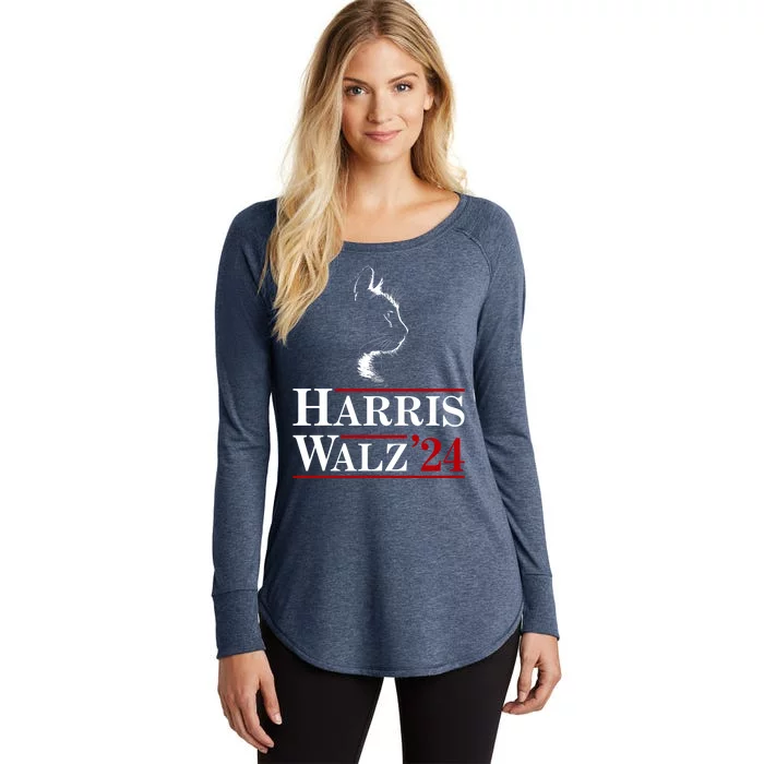 Harris Walz 2024 Cat Election Tim Kamala Women's Perfect Tri Tunic Long Sleeve Shirt