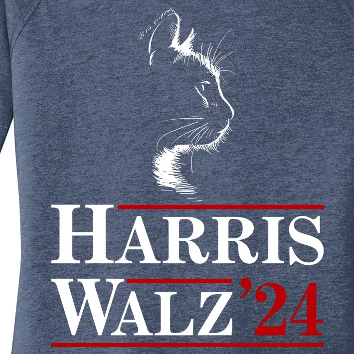 Harris Walz 2024 Cat Election Tim Kamala Women's Perfect Tri Tunic Long Sleeve Shirt