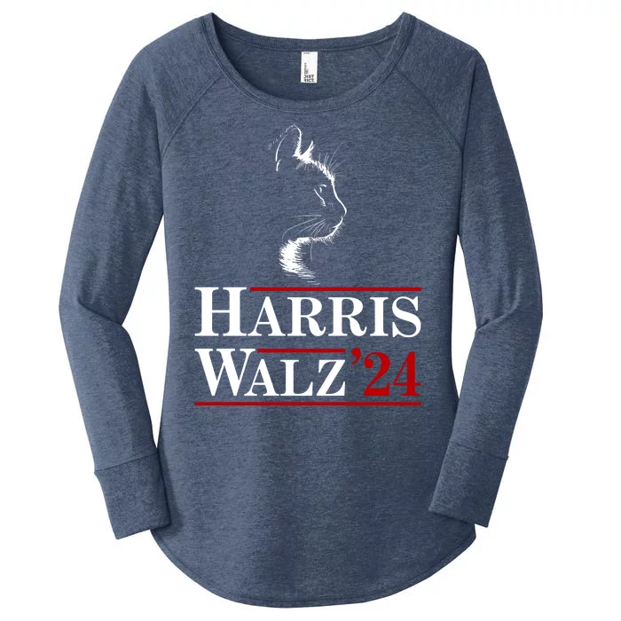 Harris Walz 2024 Cat Election Tim Kamala Women's Perfect Tri Tunic Long Sleeve Shirt