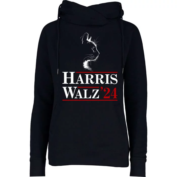 Harris Walz 2024 Cat Election Tim Kamala Womens Funnel Neck Pullover Hood