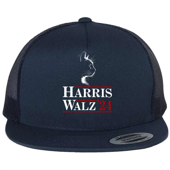 Harris Walz 2024 Cat Election Tim Kamala Flat Bill Trucker Hat