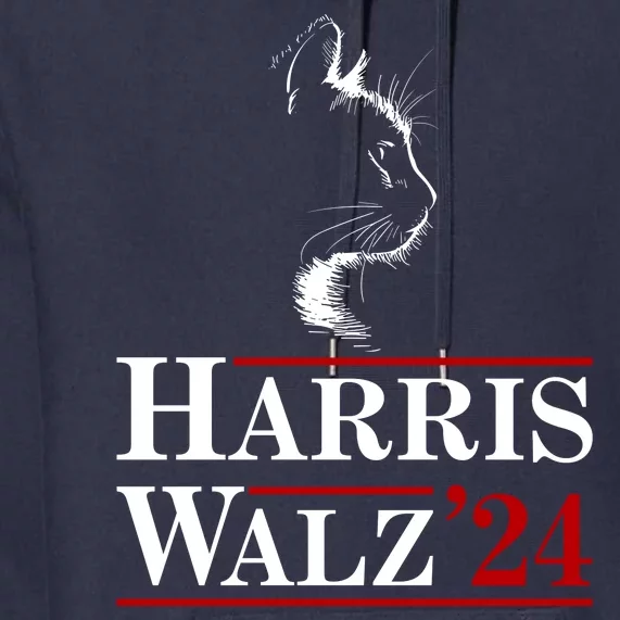 Harris Walz 2024 Cat Election Tim Kamala Premium Hoodie