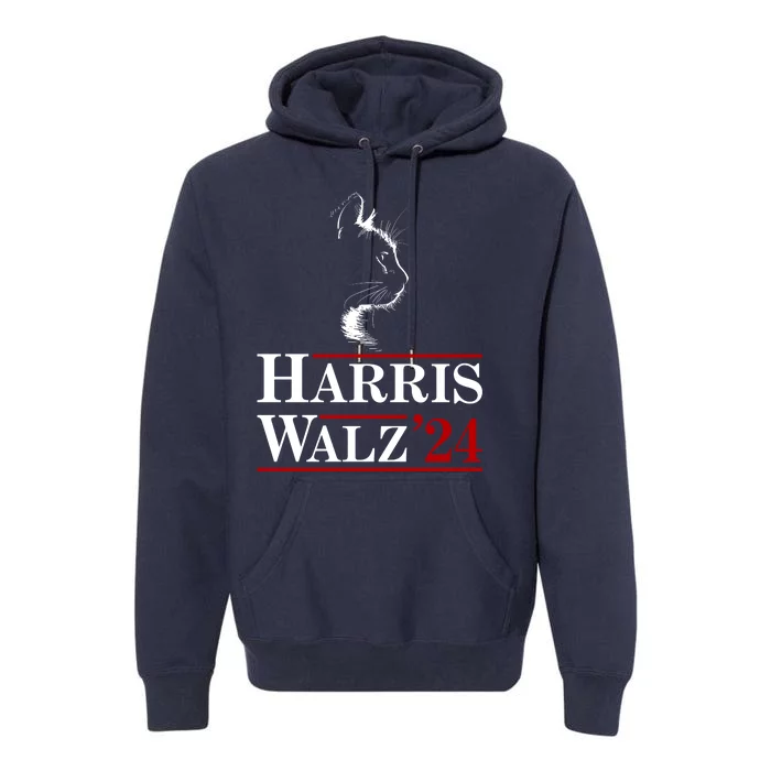 Harris Walz 2024 Cat Election Tim Kamala Premium Hoodie