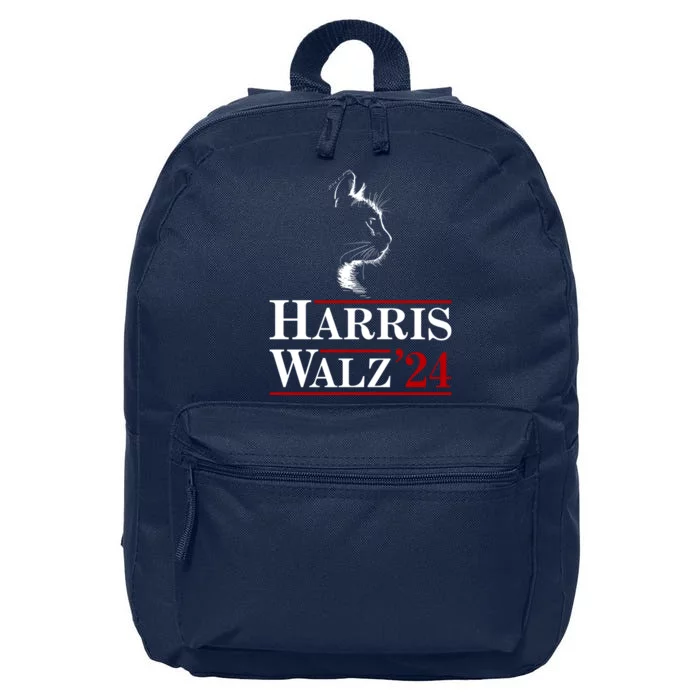 Harris Walz 2024 Cat Election Tim Kamala 16 in Basic Backpack