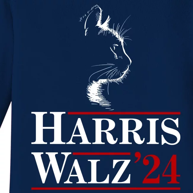 Harris Walz 2024 Cat Election Tim Kamala Baby Long Sleeve Bodysuit