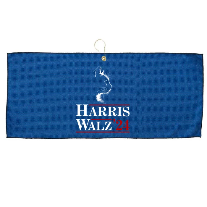 Harris Walz 2024 Cat Election Tim Kamala Large Microfiber Waffle Golf Towel