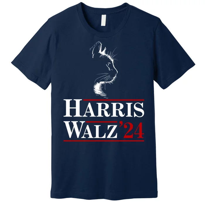 Harris Walz 2024 Cat Election Tim Kamala Premium T-Shirt