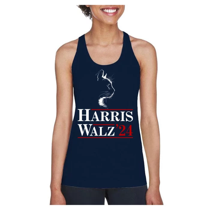 Harris Walz 2024 Cat Election Tim Kamala Women's Racerback Tank