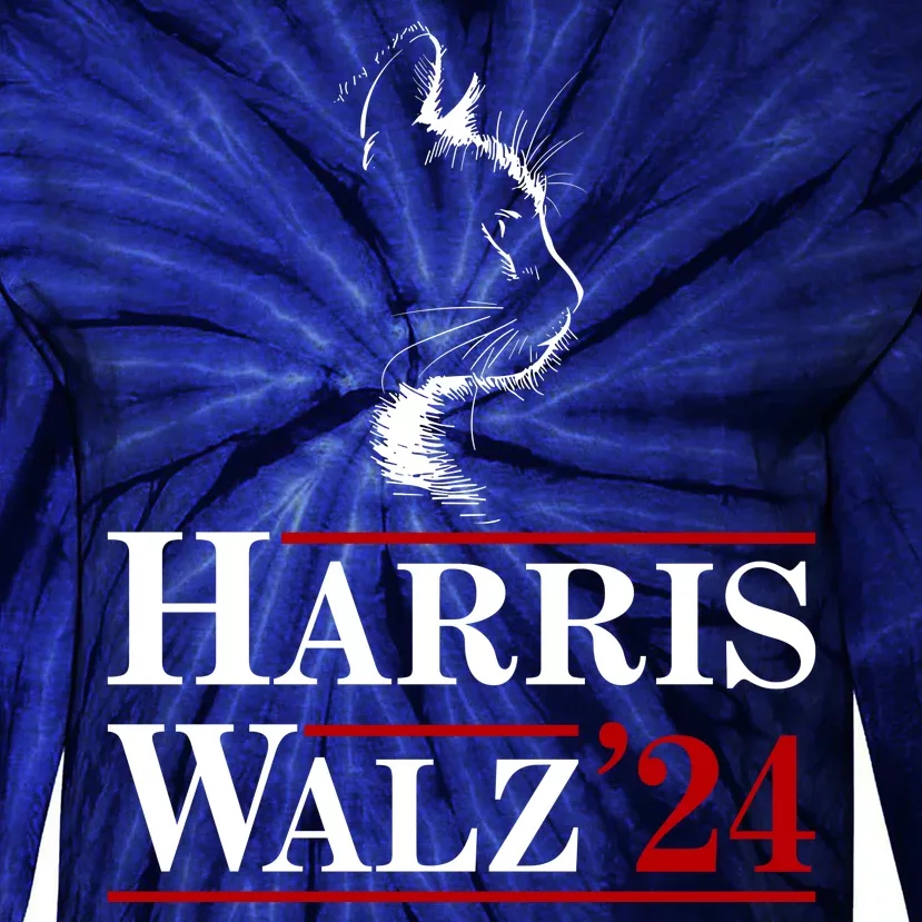 Harris Walz 2024 Cat Election Tim Kamala Tie-Dye Long Sleeve Shirt