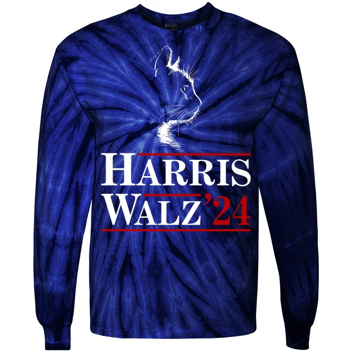 Harris Walz 2024 Cat Election Tim Kamala Tie-Dye Long Sleeve Shirt