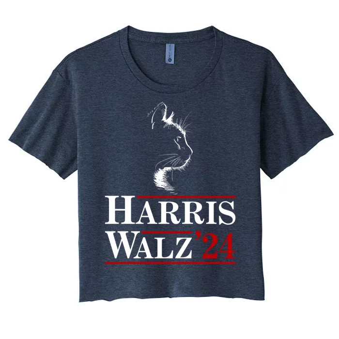 Harris Walz 2024 Cat Election Tim Kamala Women's Crop Top Tee