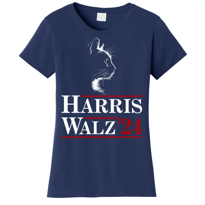 Harris Walz 2024 Cat Election Tim Kamala Women's T-Shirt