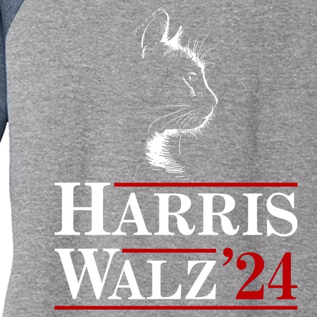 Harris Walz 2024 Cat Election Tim Kamala Women's Tri-Blend 3/4-Sleeve Raglan Shirt