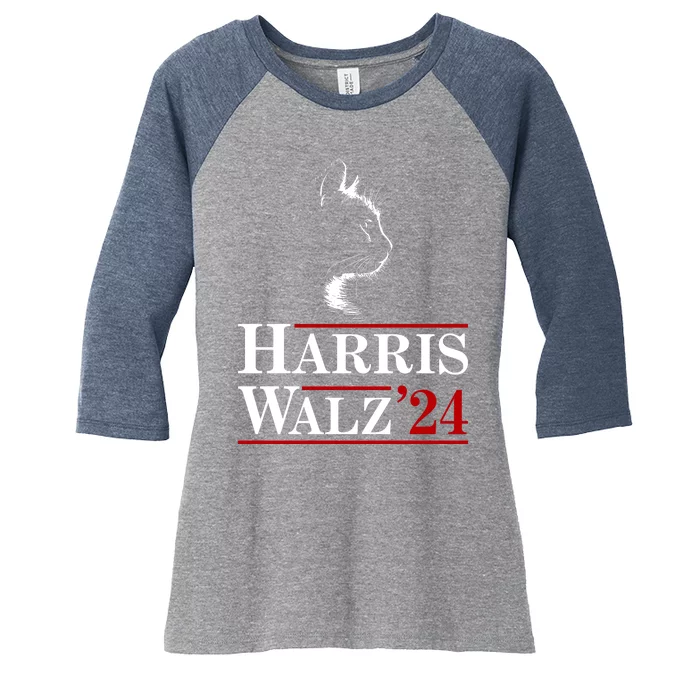 Harris Walz 2024 Cat Election Tim Kamala Women's Tri-Blend 3/4-Sleeve Raglan Shirt