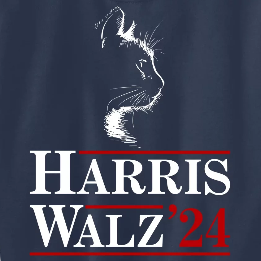 Harris Walz 2024 Cat Election Tim Kamala Kids Sweatshirt