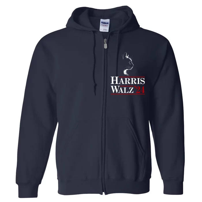 Harris Walz 2024 Cat Election Tim Kamala Full Zip Hoodie