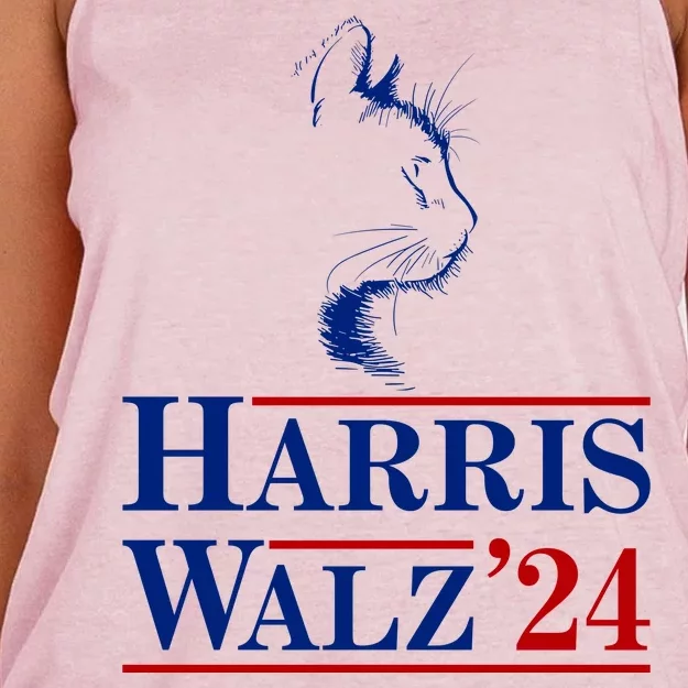 Harris Walz 2024 Cat Election Tim Kamala Women's Knotted Racerback Tank