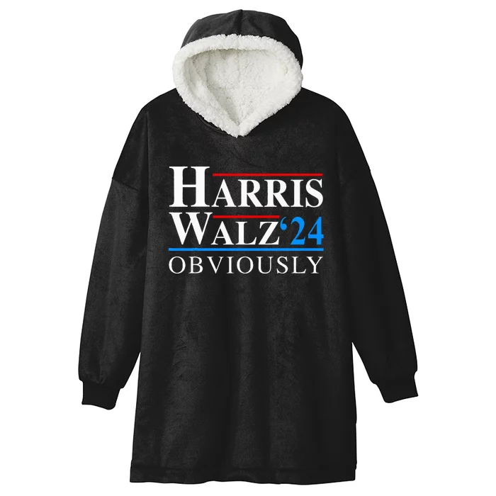 Harris Walz 2024 Obviously Kamala Harris Tim Waltz Election Hooded Wearable Blanket