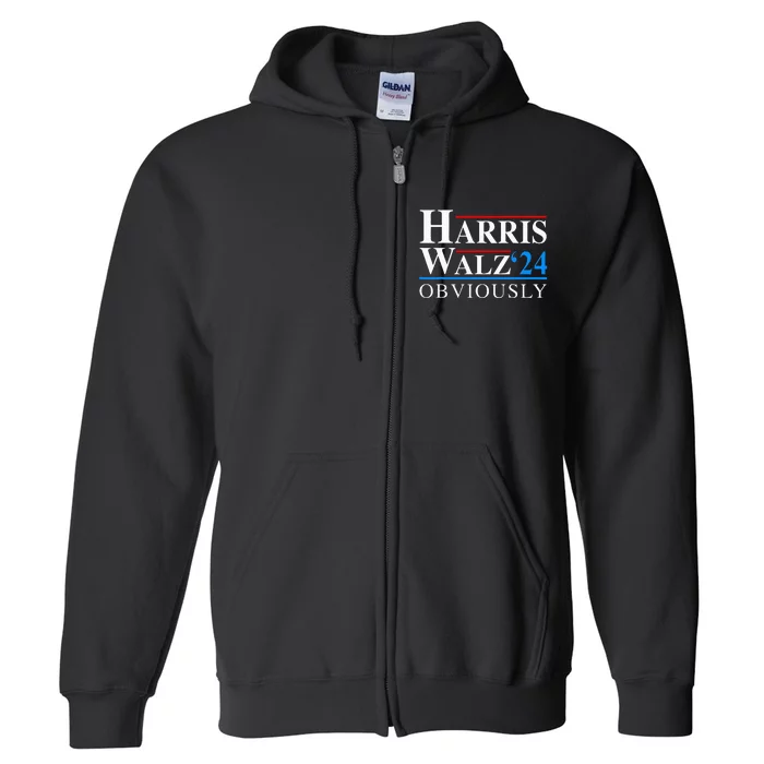 Harris Walz 2024 Obviously Kamala Harris Tim Waltz Election Full Zip Hoodie