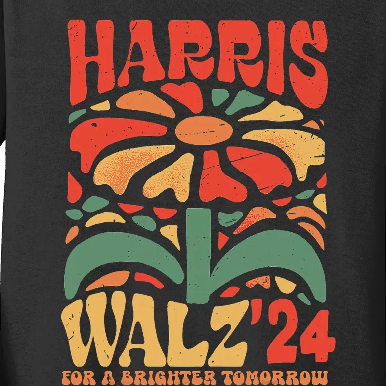 Harris Walz 2024 Election Kamala Harris Tim Walz Waltz Kids Long Sleeve Shirt