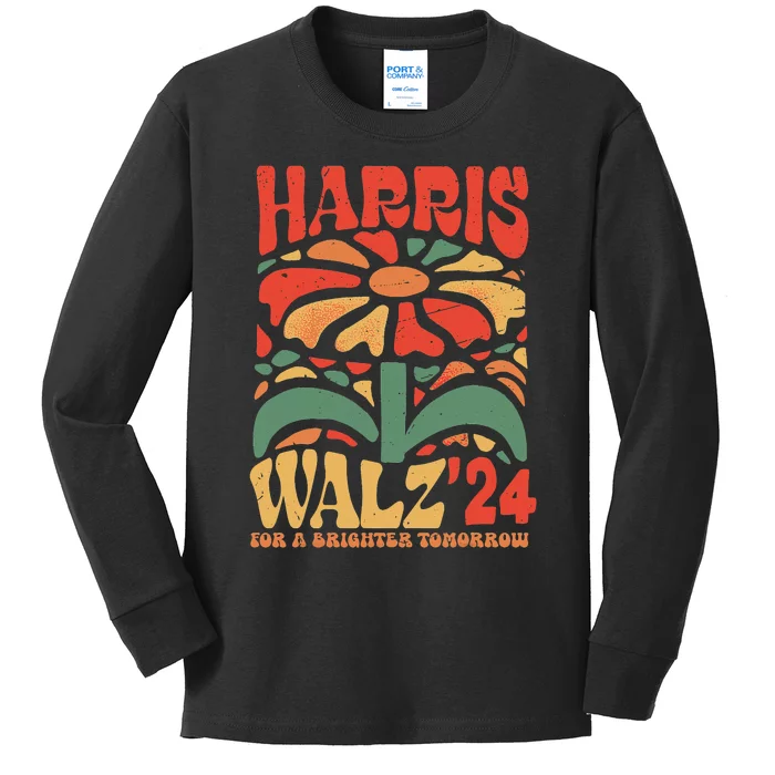 Harris Walz 2024 Election Kamala Harris Tim Walz Waltz Kids Long Sleeve Shirt