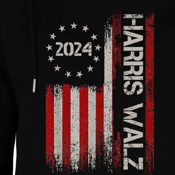 Harris Waltz 2024 Election Us American Flag Gift Womens Funnel Neck Pullover Hood