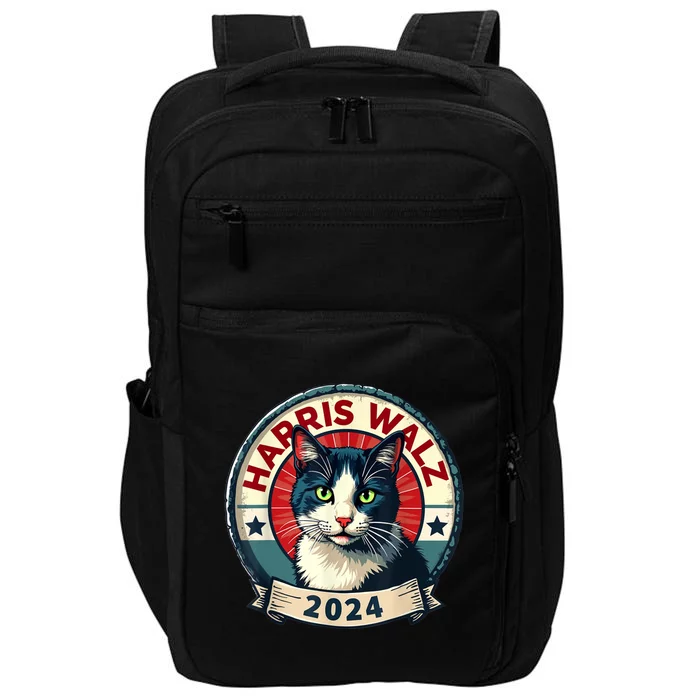 Harris Walz 2024 Funny Cat Election Kamala Harris Tim Waltz Impact Tech Backpack