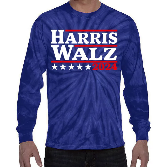 Harris Walz 2024 Election Logo Tie-Dye Long Sleeve Shirt