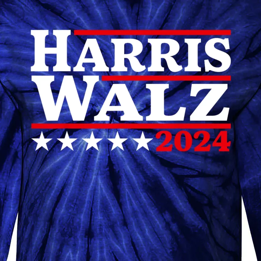 Harris Walz 2024 Election Logo Tie-Dye Long Sleeve Shirt