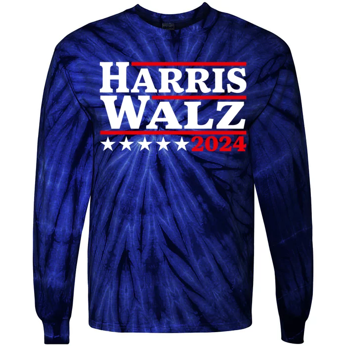 Harris Walz 2024 Election Logo Tie-Dye Long Sleeve Shirt