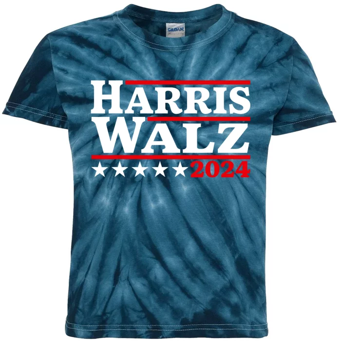 Harris Walz 2024 Election Logo Kids Tie-Dye T-Shirt