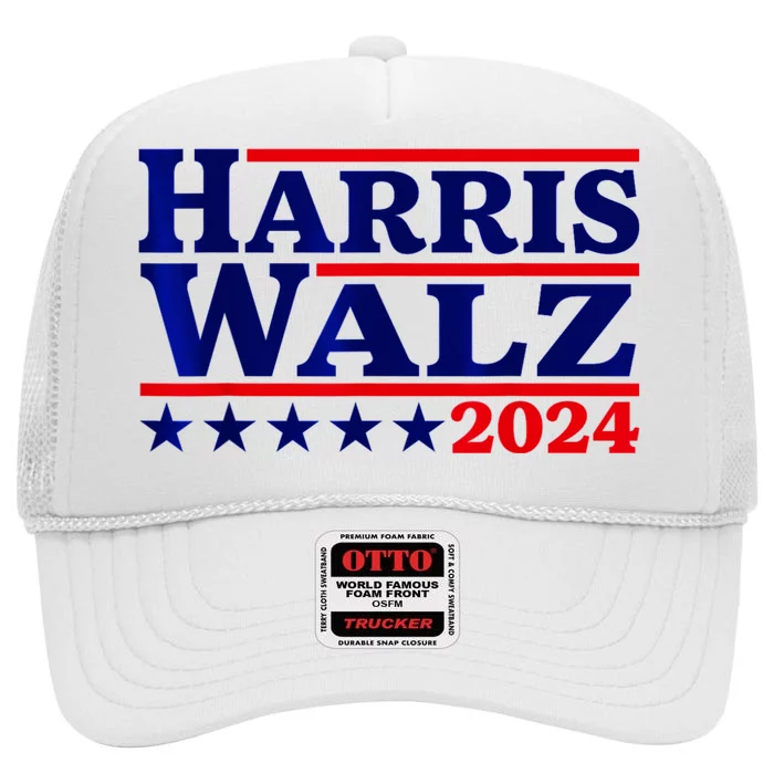 Harris Walz 2024 Election Logo High Crown Mesh Trucker Hat