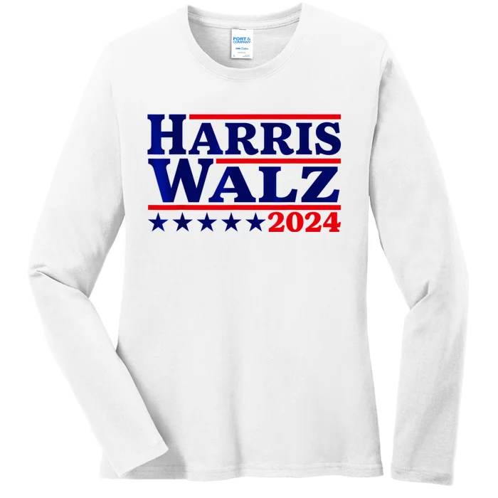 Harris Walz 2024 Election Logo Ladies Long Sleeve Shirt