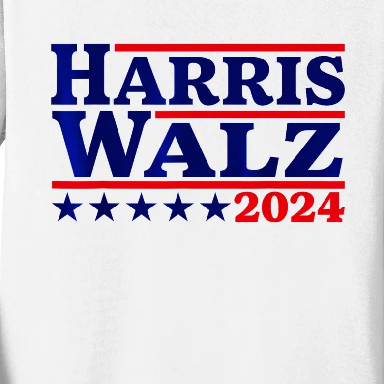 Harris Walz 2024 Election Logo Kids Long Sleeve Shirt