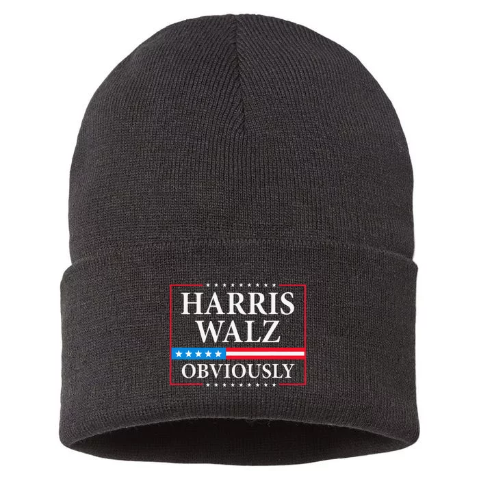 Harris Waltz 2024 Obviously Kamala Harris Tim Walz 2024 Gift Sustainable Knit Beanie