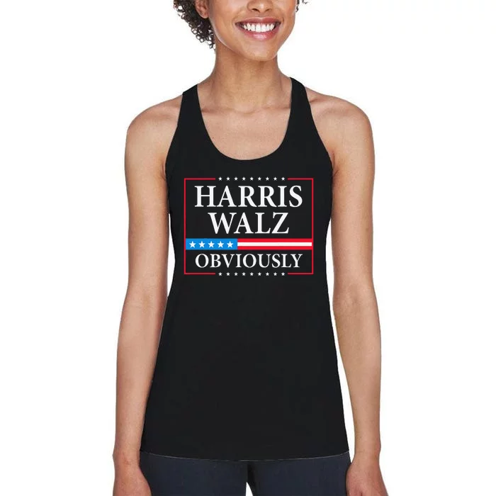 Harris Waltz 2024 Obviously Kamala Harris Tim Walz 2024 Gift Women's Racerback Tank