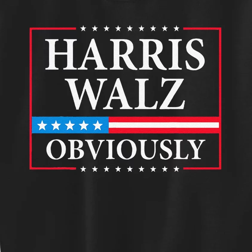 Harris Waltz 2024 Obviously Kamala Harris Tim Walz 2024 Gift Kids Sweatshirt