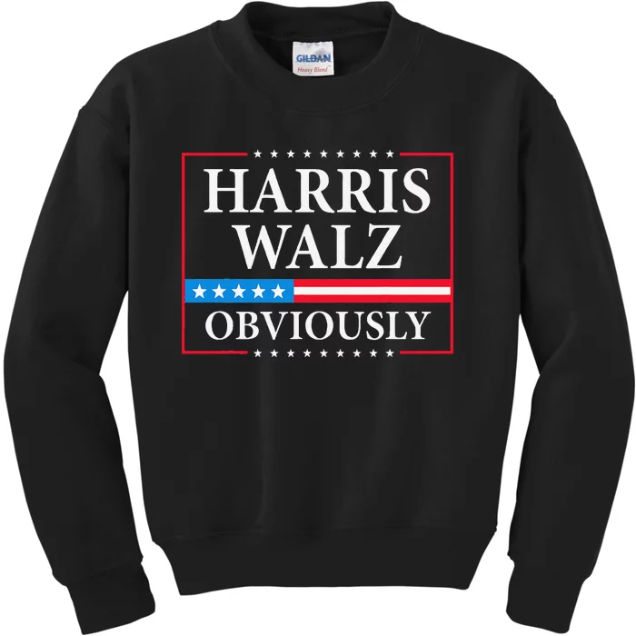 Harris Waltz 2024 Obviously Kamala Harris Tim Walz 2024 Gift Kids Sweatshirt