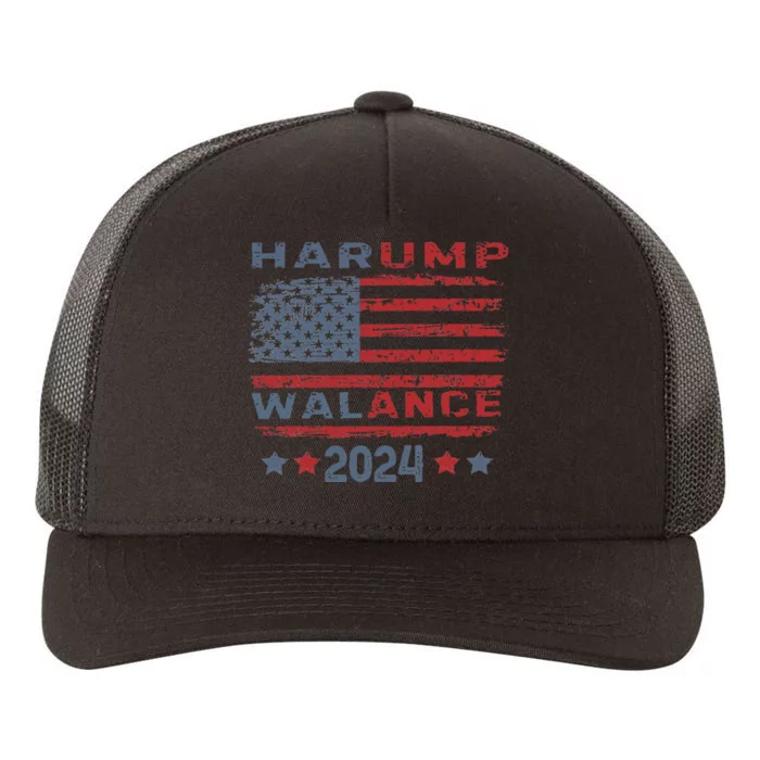 Harump Wallace 2024 Harris Trump Walz Vance Yupoong Adult 5-Panel Trucker Hat