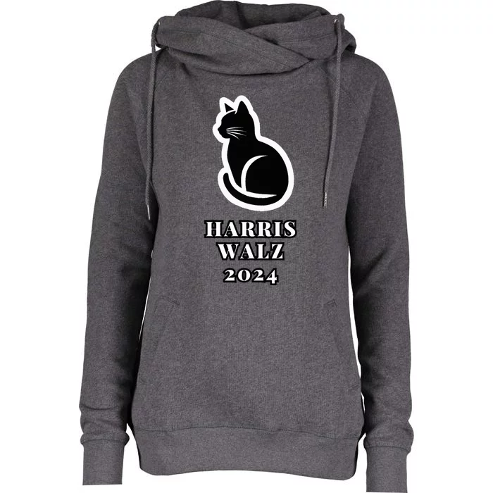 Harris Walz 2024 Lovely Cat Election Kamala Harris Tim Walz Womens Funnel Neck Pullover Hood